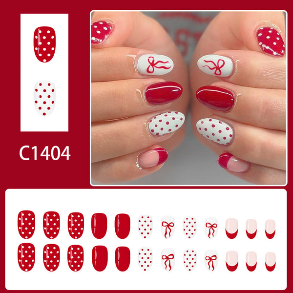 12 Sizes-24 Pcs Press On Nails C1404