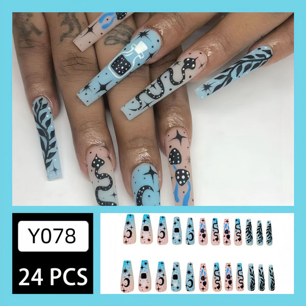 12 Sizes-24 Pcs Press On Nails Y078