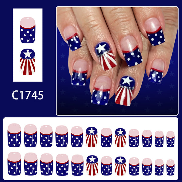12 Sizes-24 Pcs Press On Nails C1745