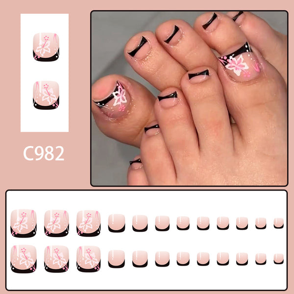 12 Sizes-24 Pcs Press On Nails C982