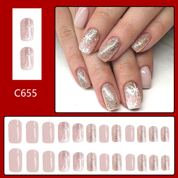 12 Sizes-24 Pcs Press On Nails C655