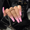 French Glossy Long Pink Press on Nails