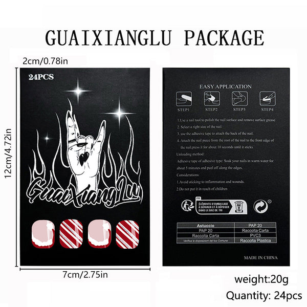 12 Sizes-24 Pcs Press On Nails C680