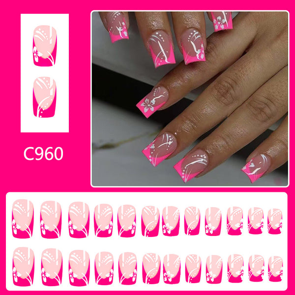 12 Sizes-24 Pcs Press On Nails C960