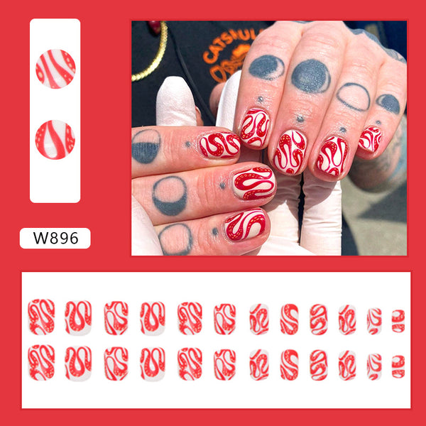 12 Sizes-24 Pcs Press On Nails W896