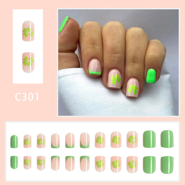 12 Sizes-24 Pcs Press On Nails C301