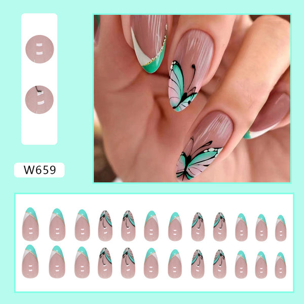 12 Sizes-24 Pcs Press On Nails W659