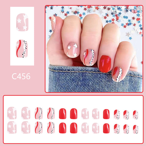 12 Sizes-24 Pcs Press On Nails C456
