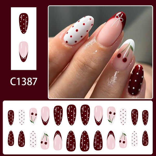 12 Sizes-24 Pcs Press On Nails C1387