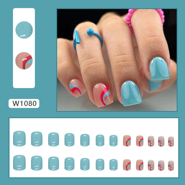 12 Sizes-24 Pcs Press On Nails W1080