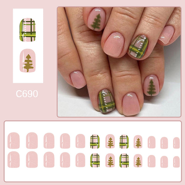 12 Sizes-24 Pcs Press On Nails C690