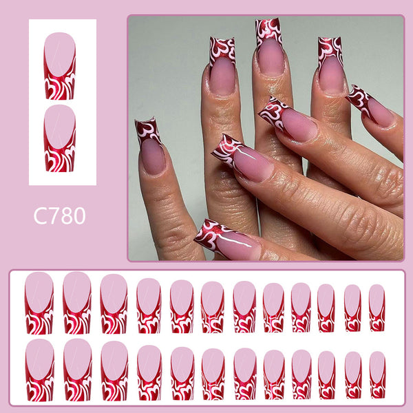12 Sizes-24 Pcs Press On Nails C780