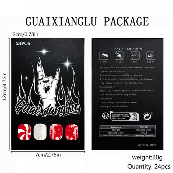 12 Sizes-24 Pcs Press On Nails C666