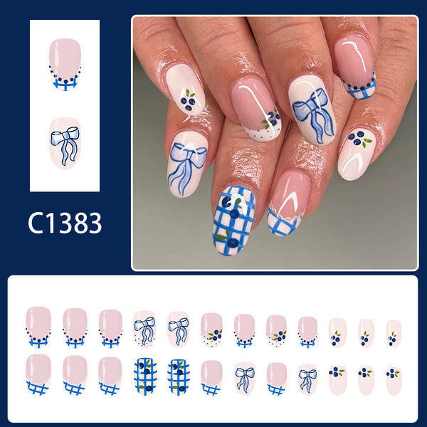 12 Sizes-24 Pcs Press On Nails C1383