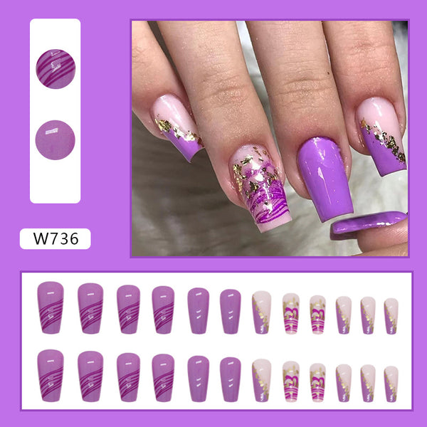 12 Sizes-24 Pcs Press On Nails W736