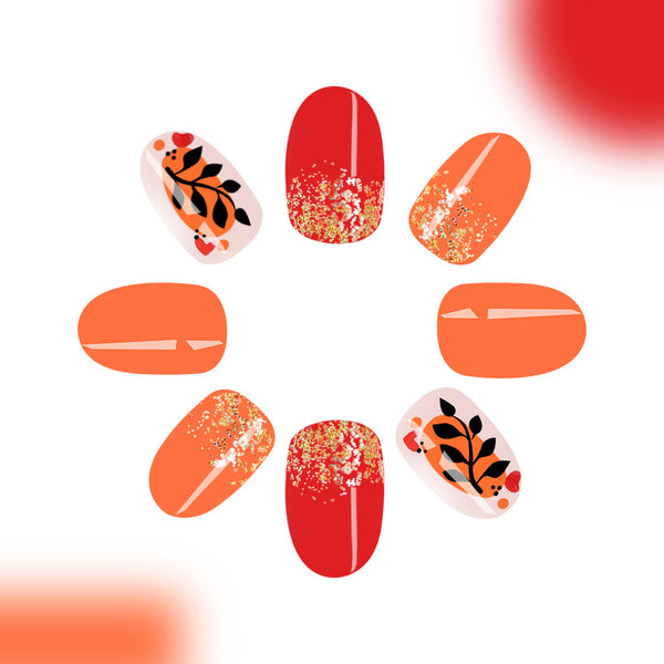 12 Sizes-24 Pcs Press On Nails C1182
