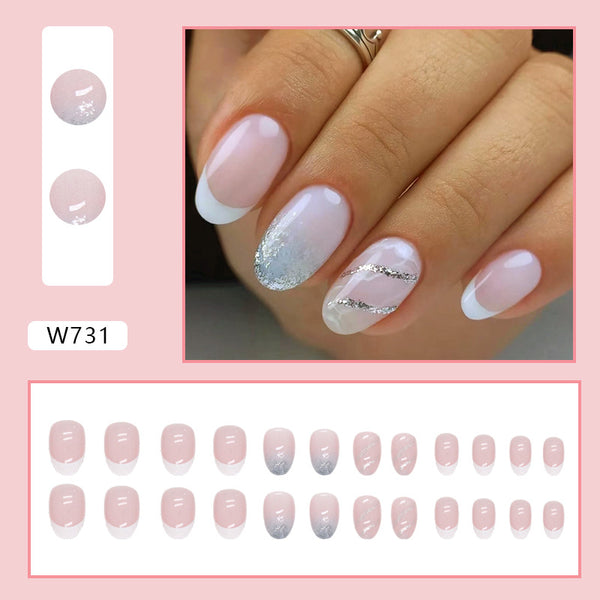 12 Sizes-24 Pcs Press On Nails W731