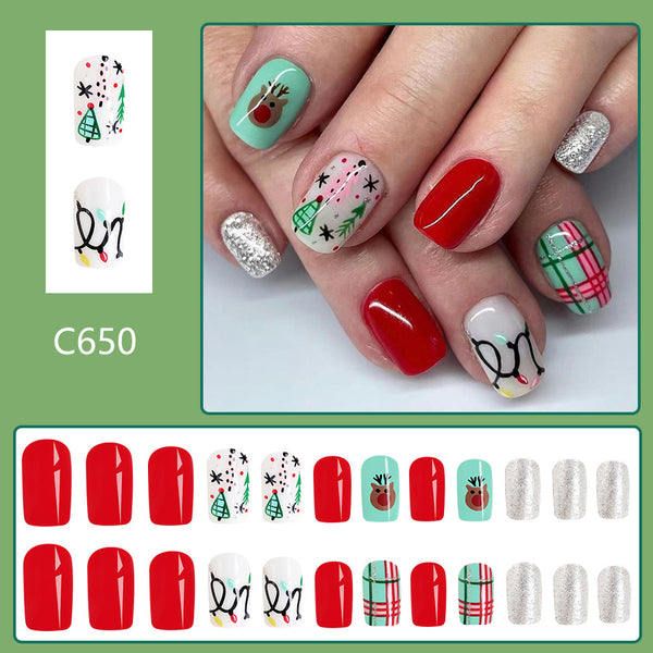 12 Sizes-24 Pcs Press On Nails C650