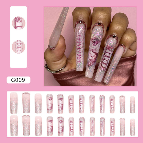 12 Sizes-24 Pcs Press On Nails G009
