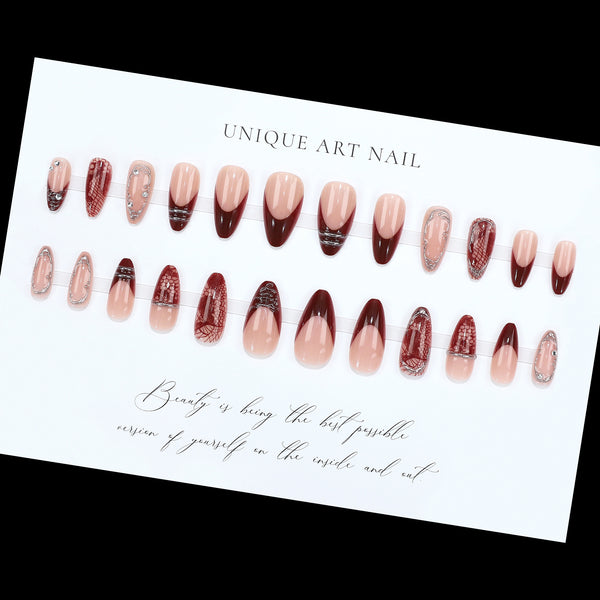 12 Sizes-24 Pcs Press On Nails FT-806