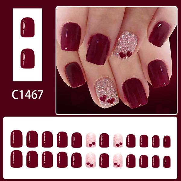 12 Sizes-24 Pcs Press On Nails C1467