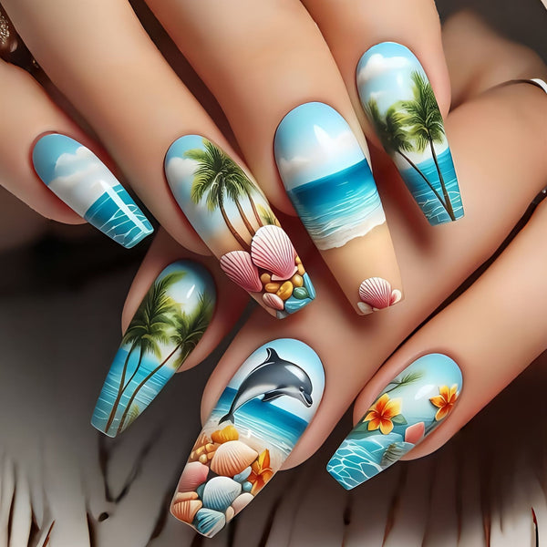 12 Sizes-24 Pcs Press On Nails Y1035