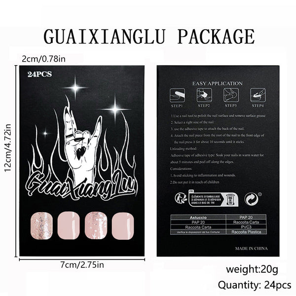12 Sizes-24 Pcs Press On Nails C655