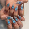 Almond Blue Medium Press on Nails