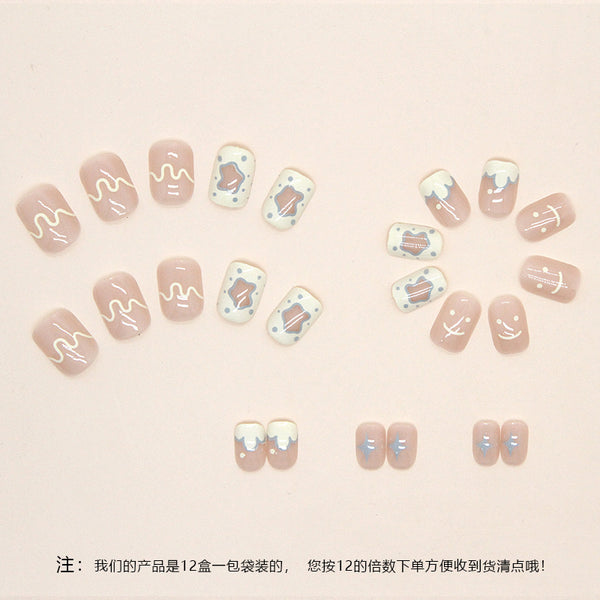 12 Sizes-24 Pcs Press On Nails R757