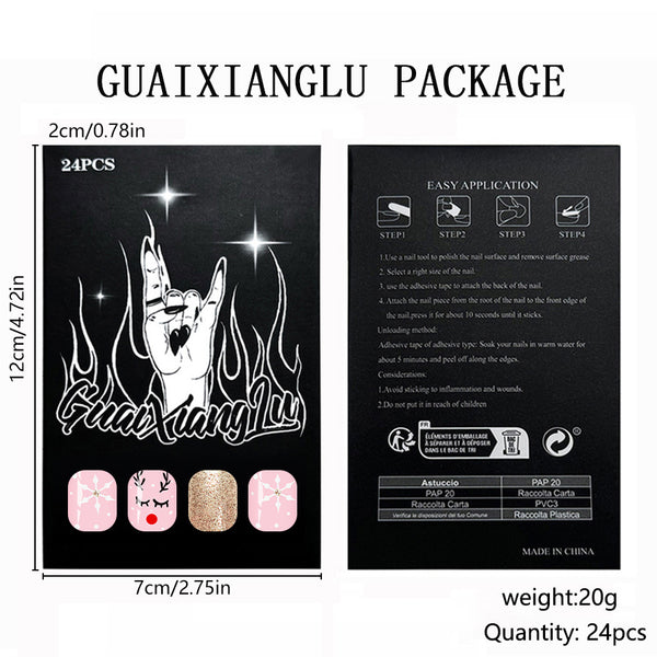 12 Sizes-24 Pcs Press On Nails C1298