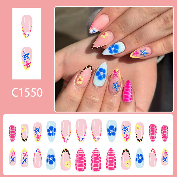 12 Sizes-24 Pcs Press On Nails C1550