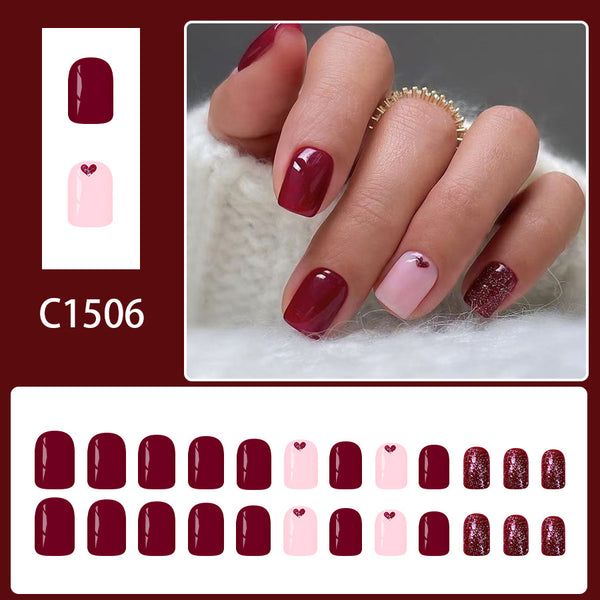 12 Sizes-24 Pcs Press On Nails C1506