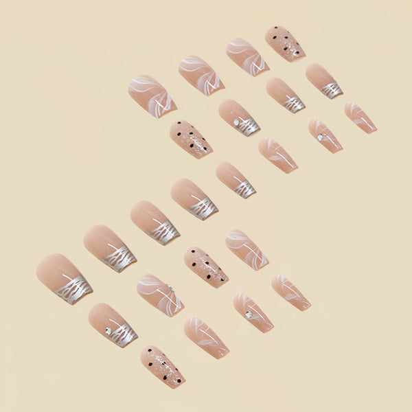 12 Sizes-24 Pcs Press On Nails D023