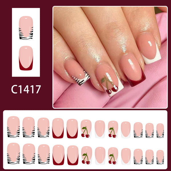 12 Sizes-24 Pcs Press On Nails C1417