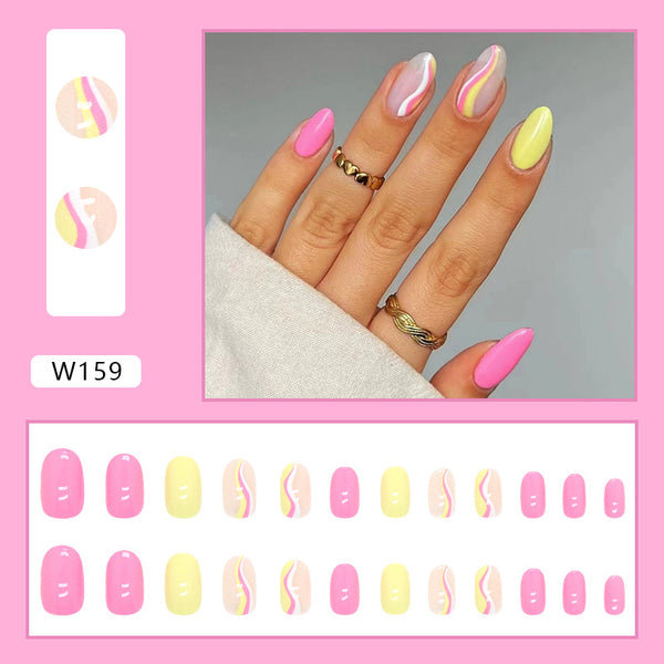 12 Sizes-24 Pcs Press On Nails W159