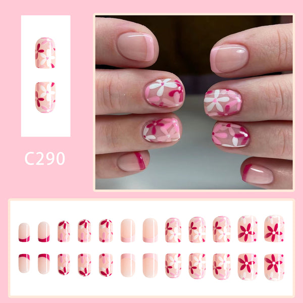 12 Sizes-24 Pcs Press On Nails C290
