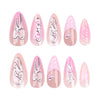 Almond French Glossy Long Pink Press on Nails