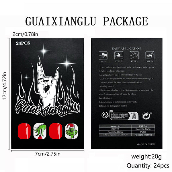 12 Sizes-24 Pcs Press On Nails C667