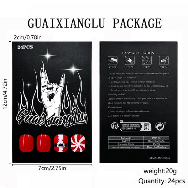 12 Sizes-24 Pcs Press On Nails C1267