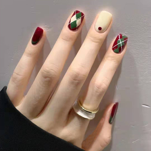 12 Sizes-24 Pcs Press On Nails R308