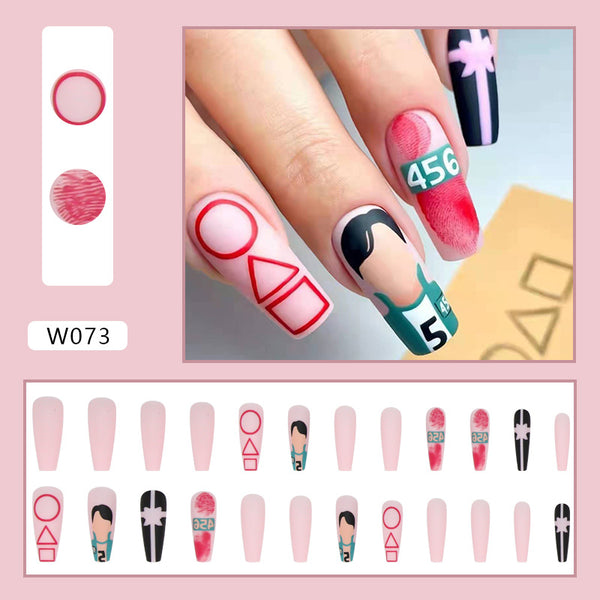 12 Sizes-24 Pcs Press On Nails W073