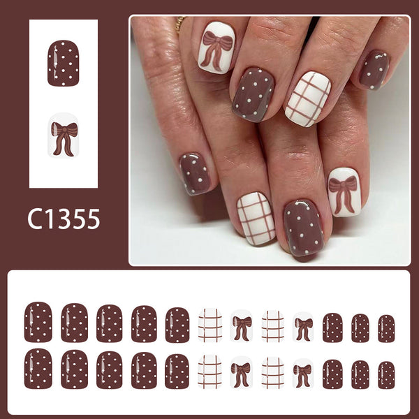 12 Sizes-24 Pcs Press On Nails C1355