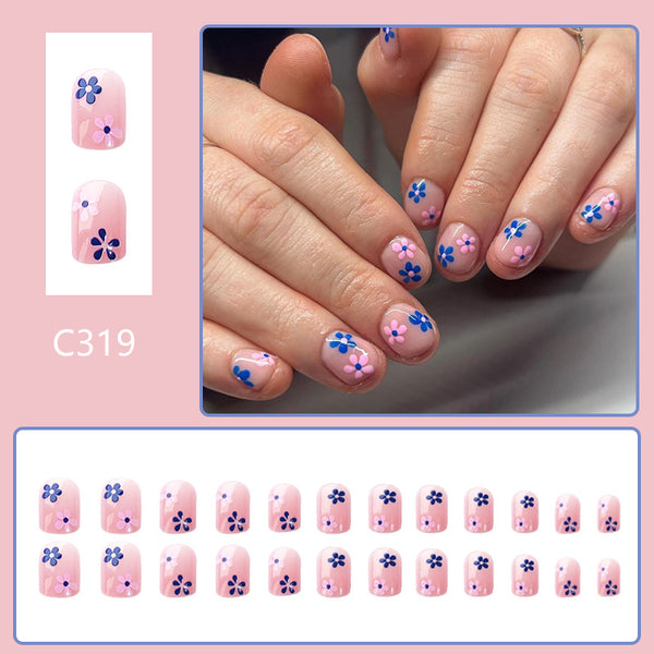 12 Sizes-24 Pcs Press On Nails C319