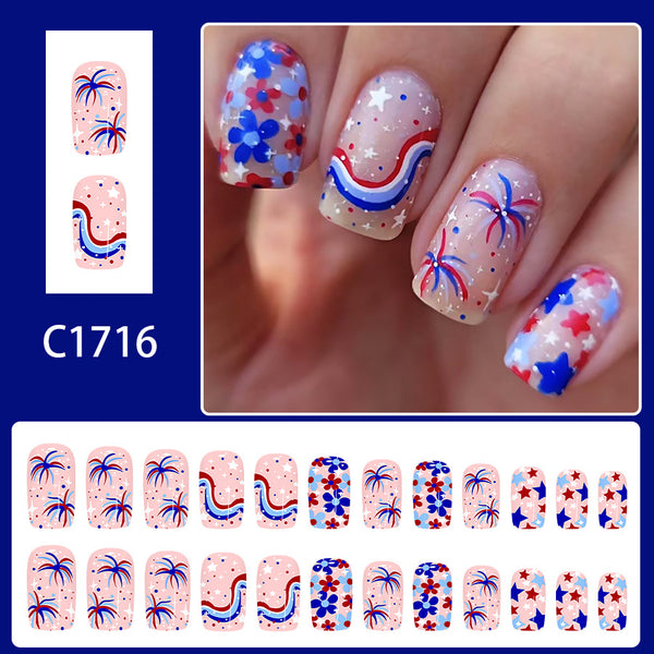 12 Sizes-24 Pcs Press On Nails C1716