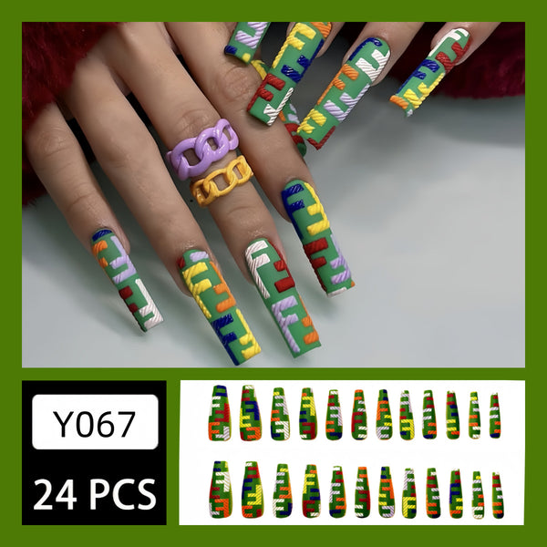 12 Sizes-24 Pcs Press On Nails Y067