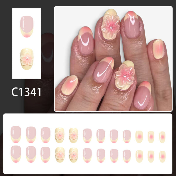 12 Sizes-24 Pcs Press On Nails C1341