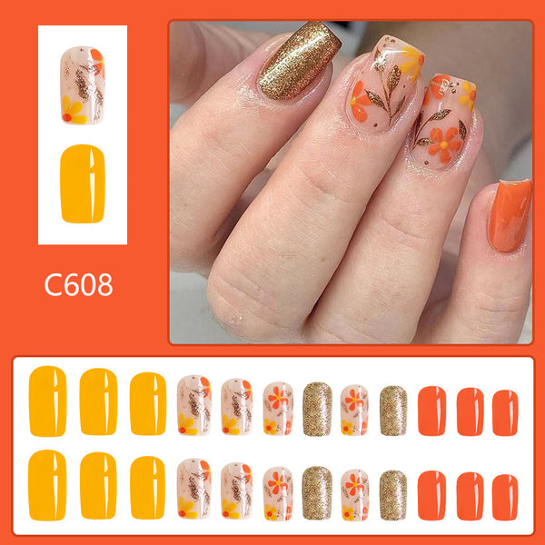12 Sizes-24 Pcs Press On Nails C608