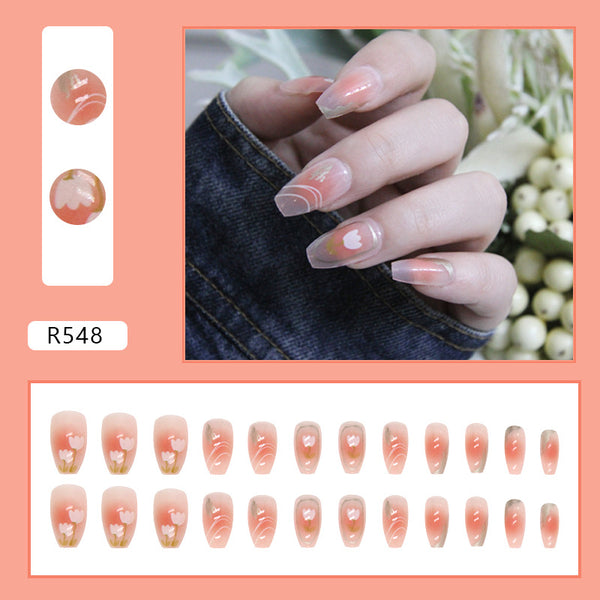 12 Sizes-24 Pcs Press On Nails R521