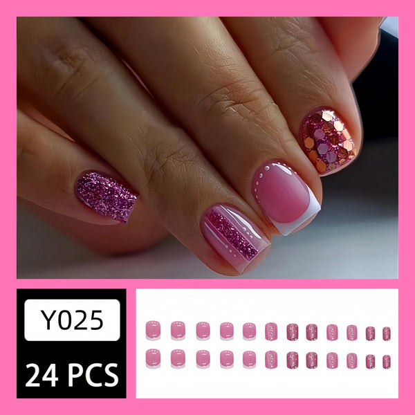 12 Sizes-24 Pcs Press On Nails Y025