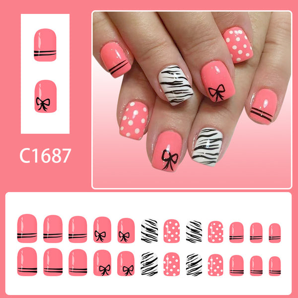 12 Sizes-24 Pcs Press On Nails C1687
